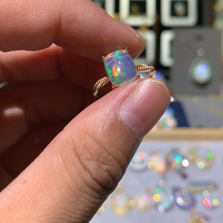 欧泊银S925镶嵌欧泊戒指