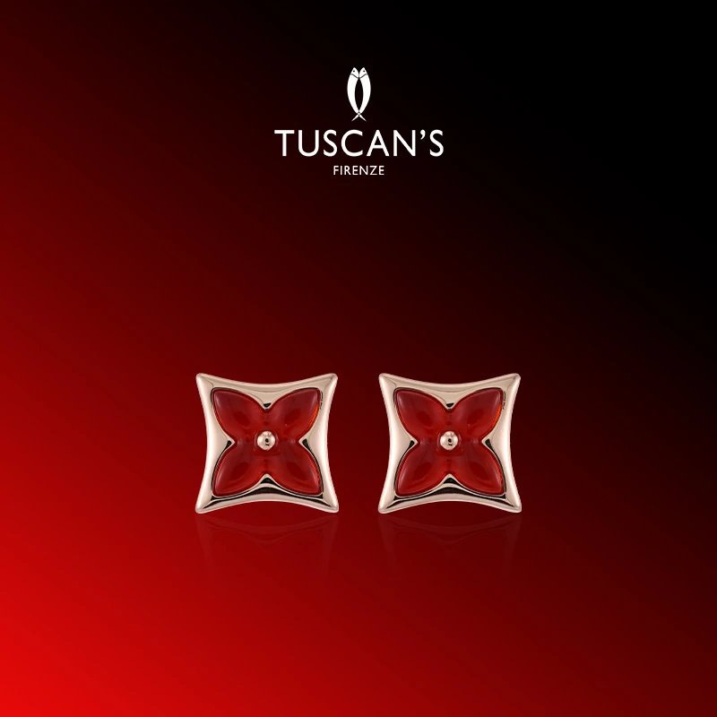 铜合金树脂耳饰 TUSCAN'S 铜合金树脂耳饰 轻奢气质镶嵌经典四叶