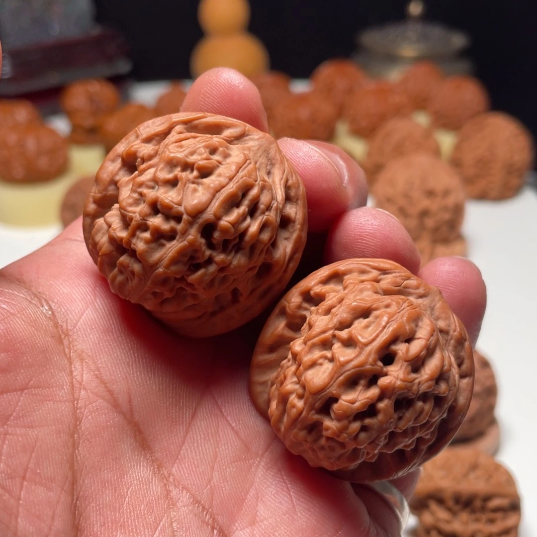 吊坠文玩核桃莲花虎头