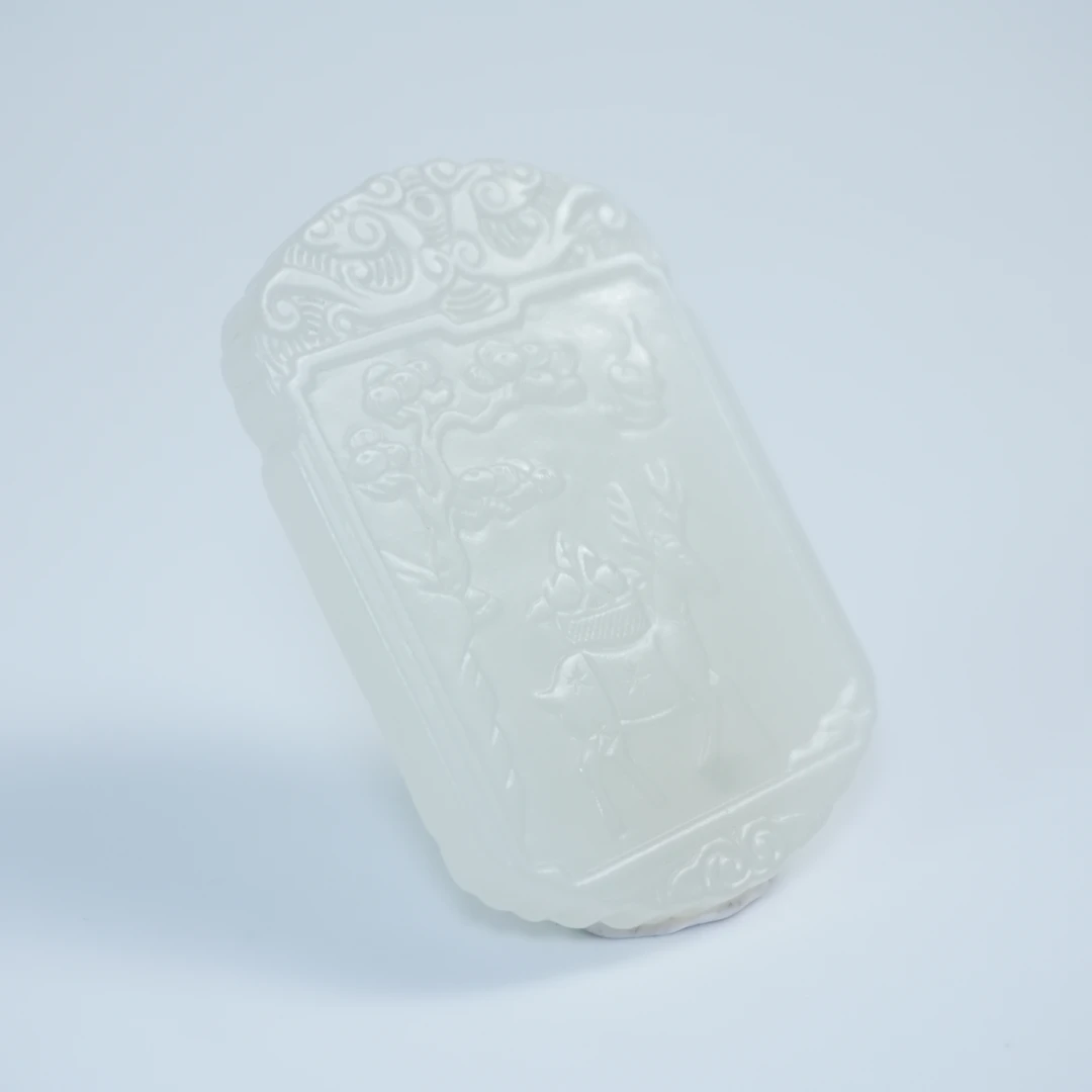 清代和田玉福禄纹牌458607*古玉*传承