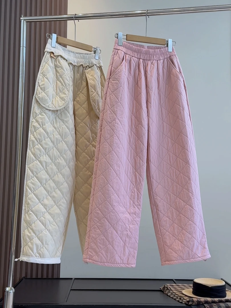 秋冬必备单品菱格压线舒适保暖质感休闲卫裤