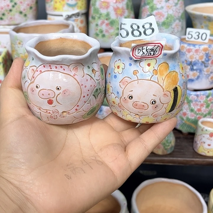 微瑕手工制作多肉花盆