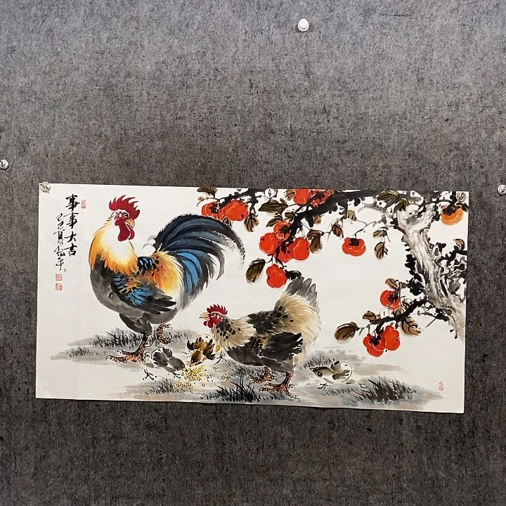 国画‘手绘国画五鸡图