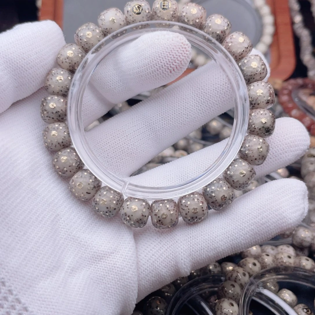 手串星月菩提石玉料灰冰糖玻璃底全玉化千钉龙鳞毕业款