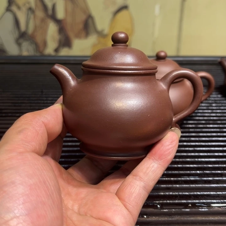紫砂茶壶立*潘壶紫泥