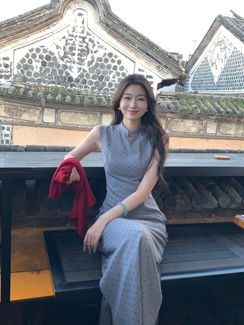 EIA一尧新中式国风【匆匆那年】复古书香气修身旗袍气质收腰连衣裙