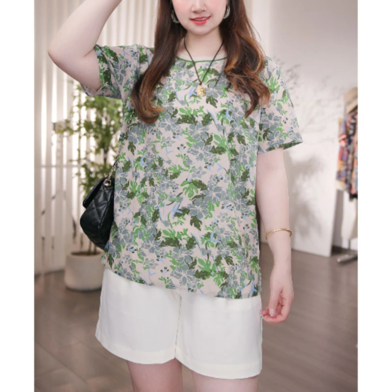 大码休闲简约洋气百搭时尚显瘦遮肉宽松上衣