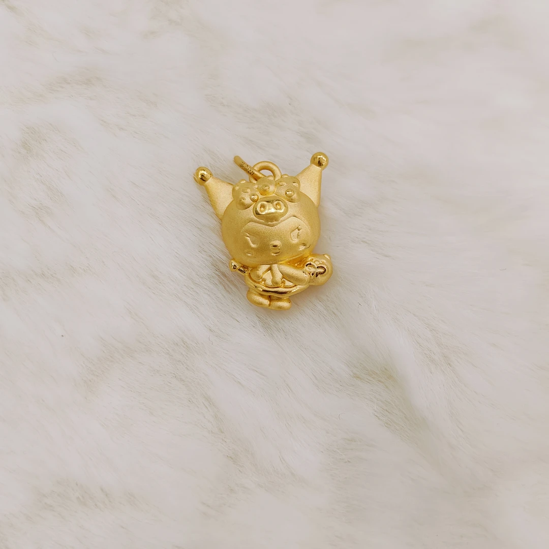吉金珠宝足金999小熊礼物库洛米3D硬金吊坠款