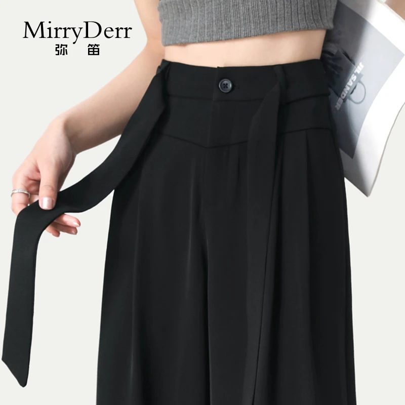 MirryDerr/弥笛黑色西装阔腿裤女2025夏季新款高腰显瘦休闲直筒裤
