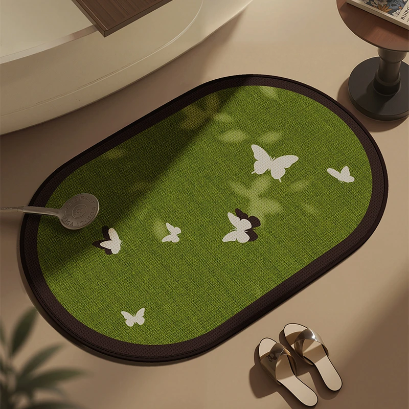 仿亚麻中古风浴室地垫吸水速干防滑卫生间脚垫厕所地毯家用进门垫