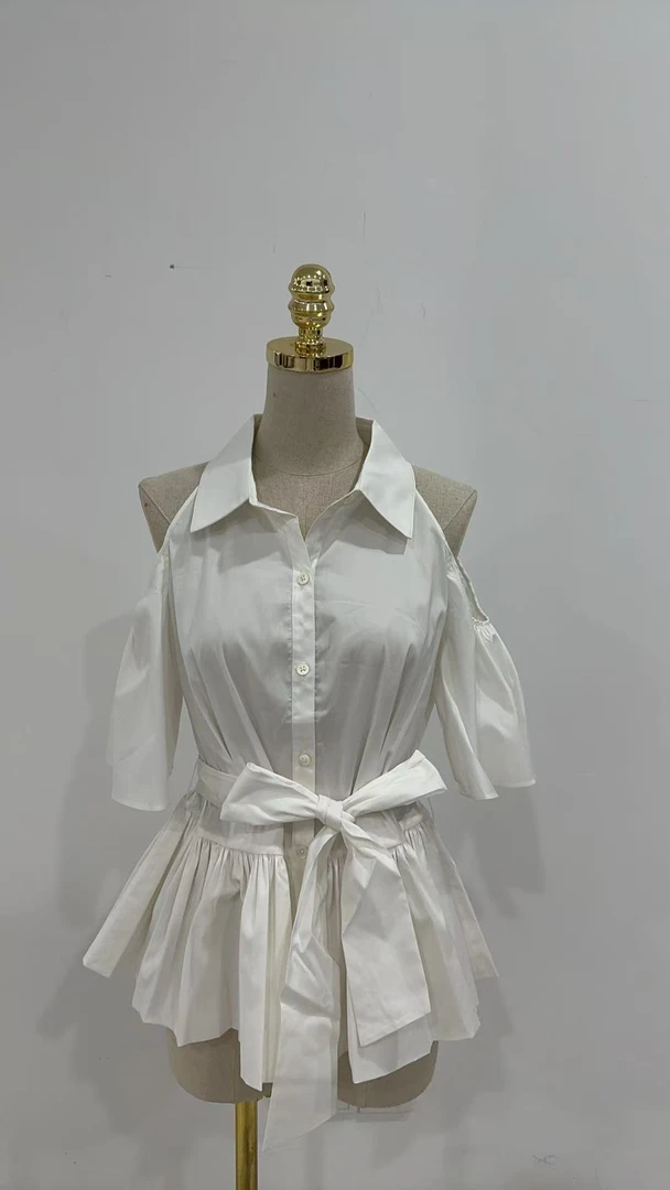 觅可夏季露肩系带衬衣