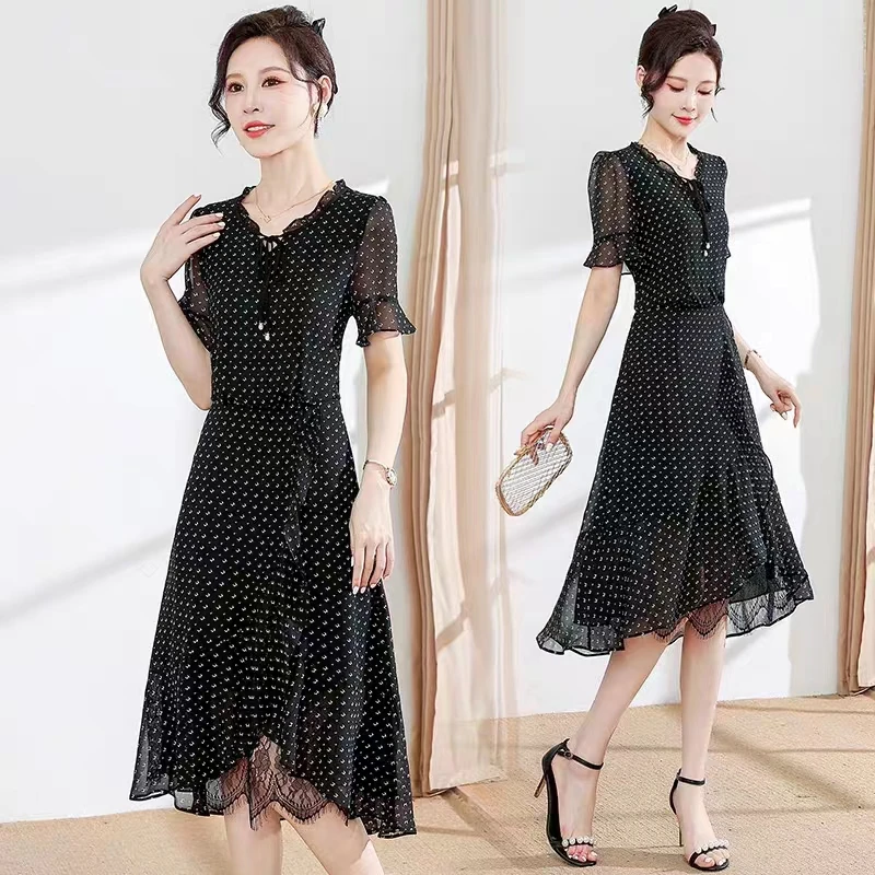 【540-559】夏装新款收腰显瘦中长款连衣裙