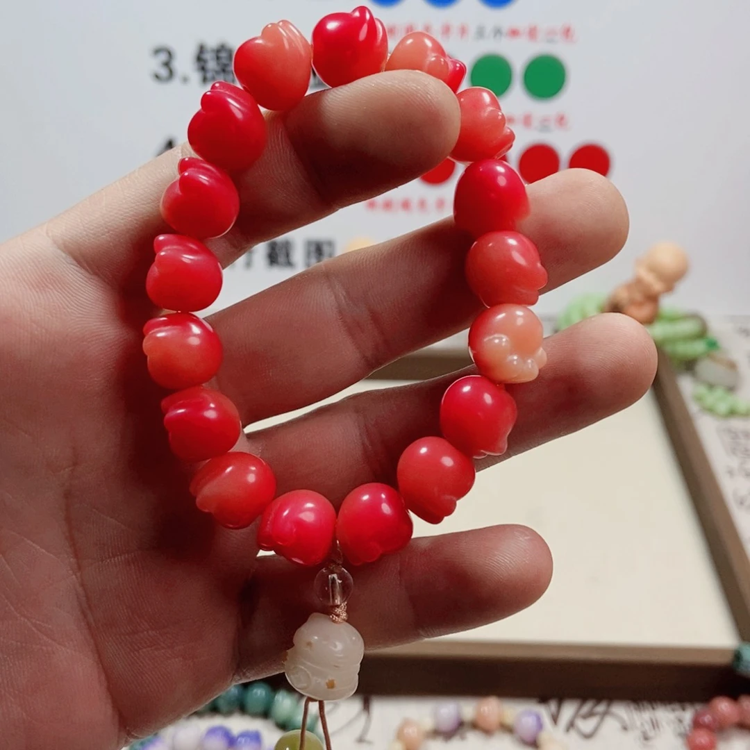 白玉菩提吊坠粉****主粉色麻爪