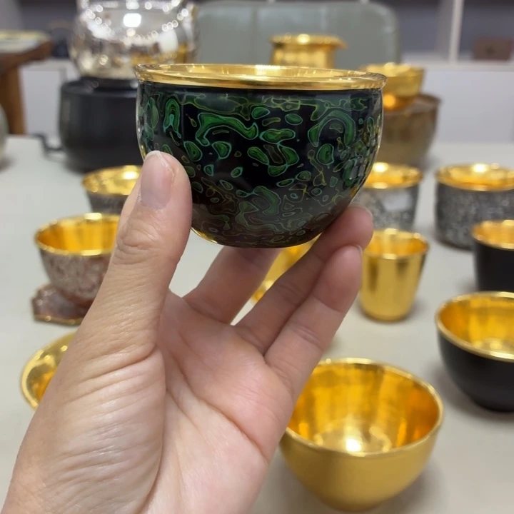 李小鹤足金999木胎犀牛皮大漆杯100毫升