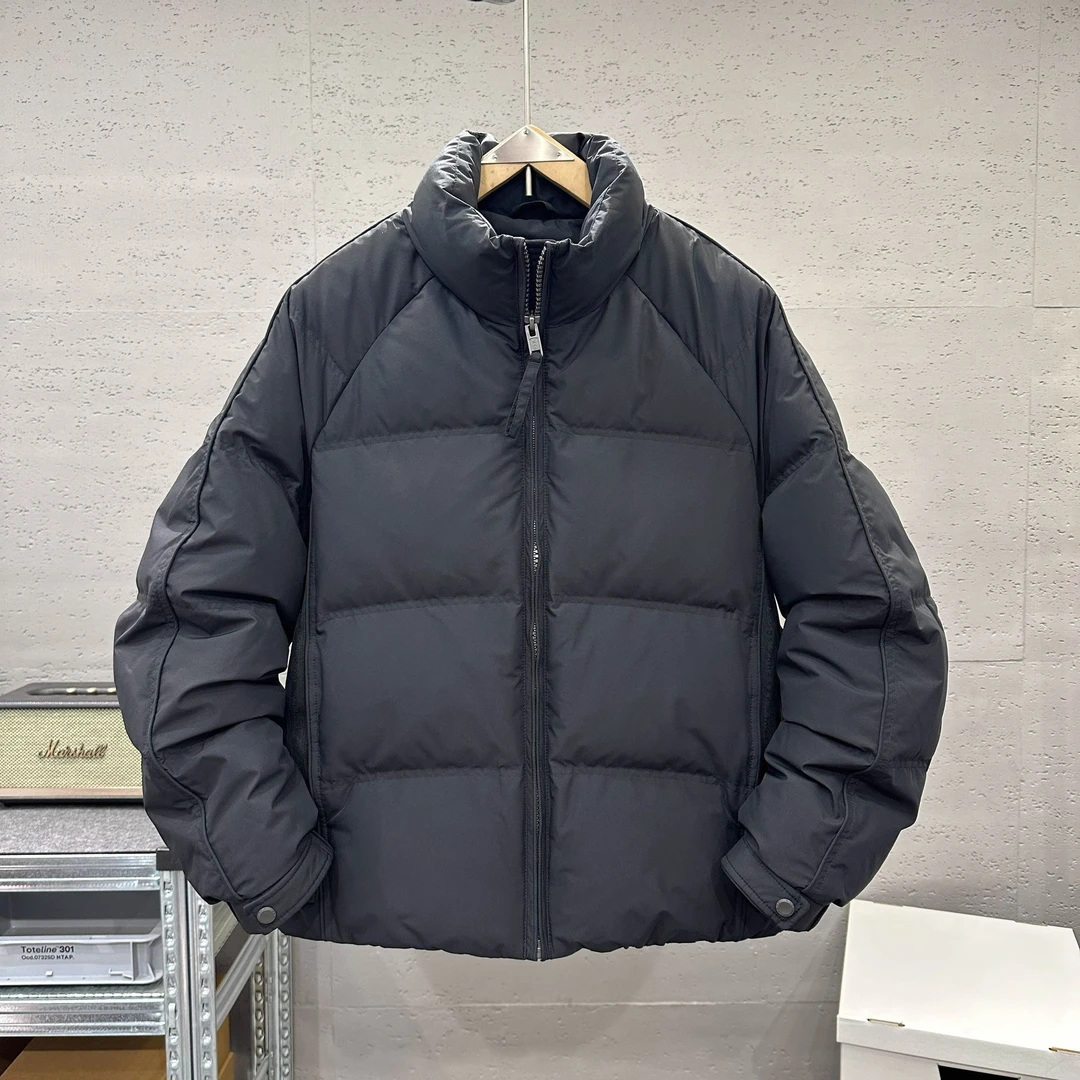 冬季新款男士50白鸭绒立领羽绒服美式简约百搭宽松休闲羽绒外套潮