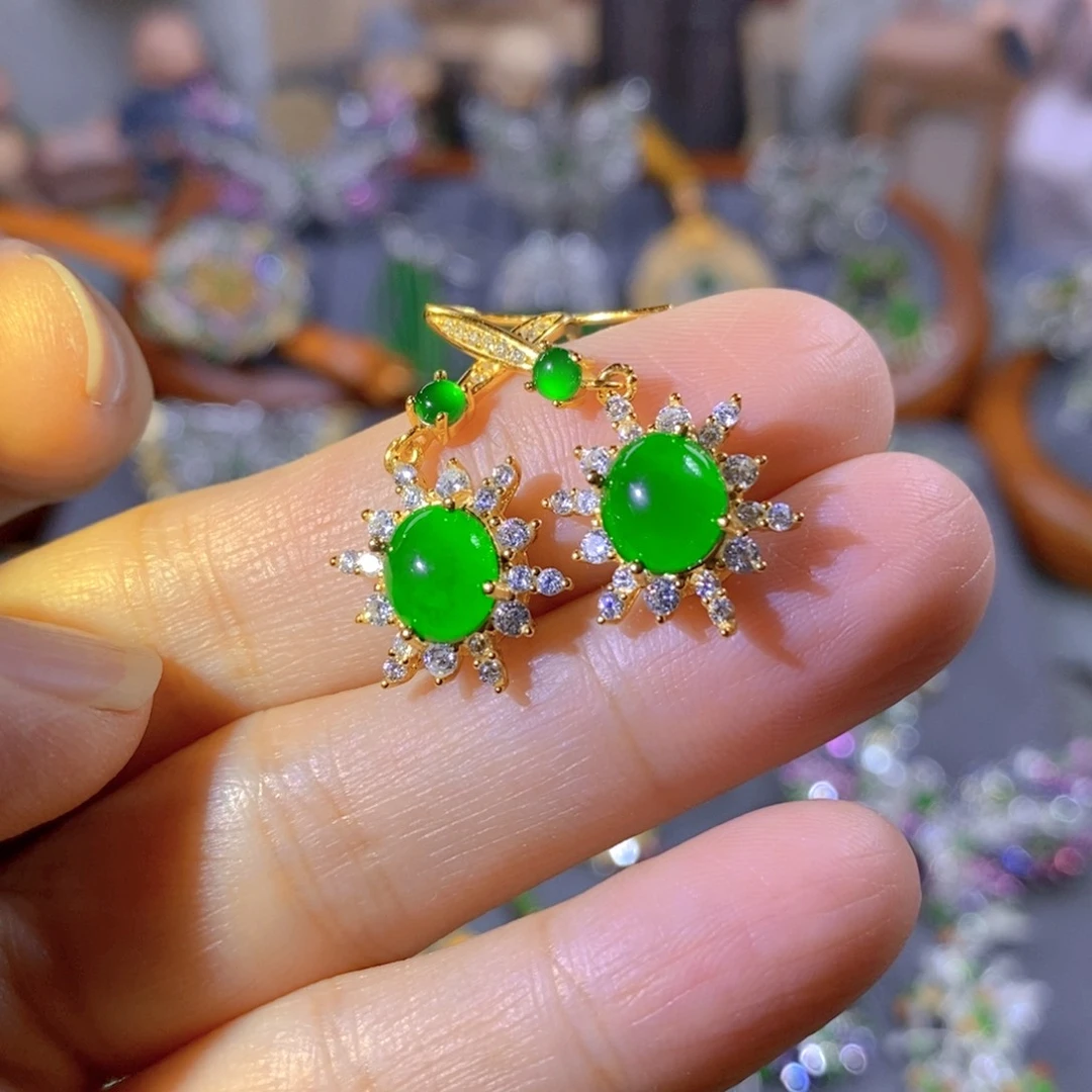 吊坠(不含链)银S925镶嵌翡翠