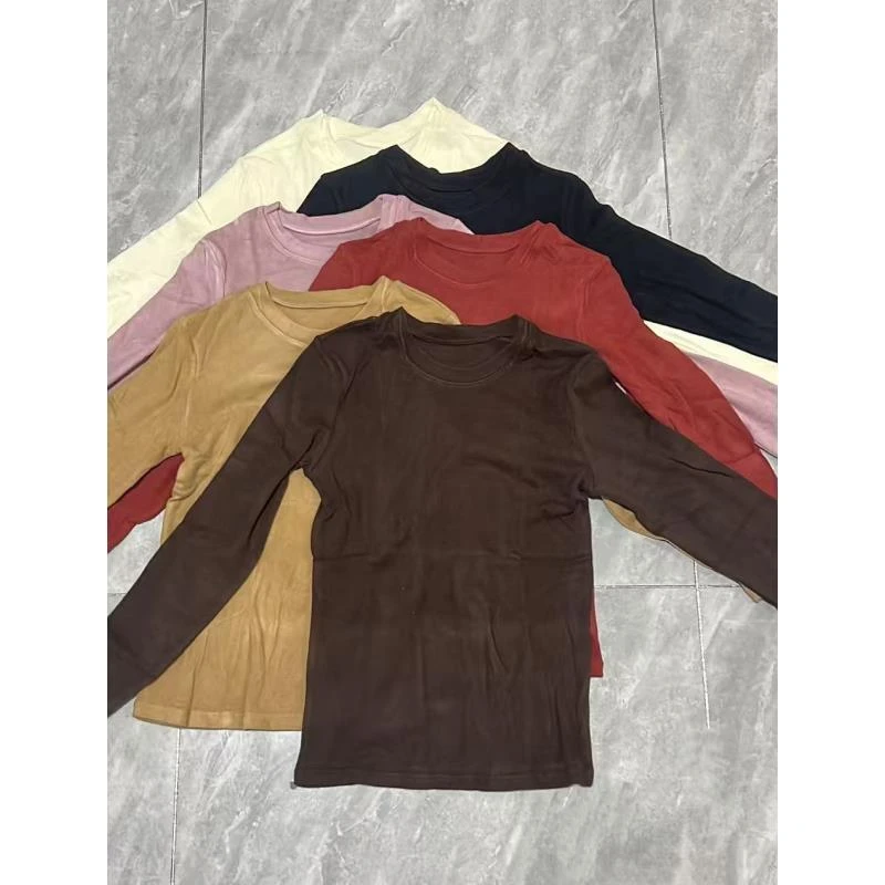 【6001打底衫】女款圆领T恤内搭长袖套头休闲保暖