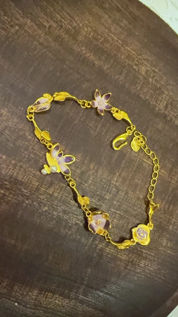 铜合金亚克力手链 金色手链彩色小众紫色时尚114