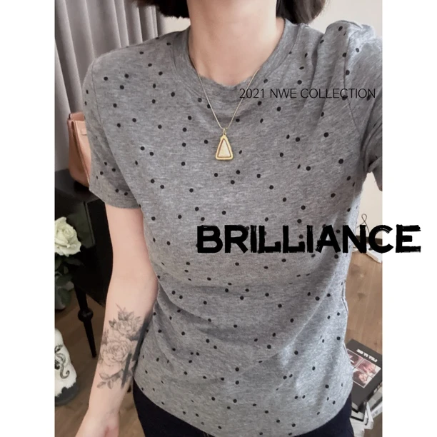SL011 韩系简约轻奢波点圆领短袖t恤女超好看百搭显瘦上衣
