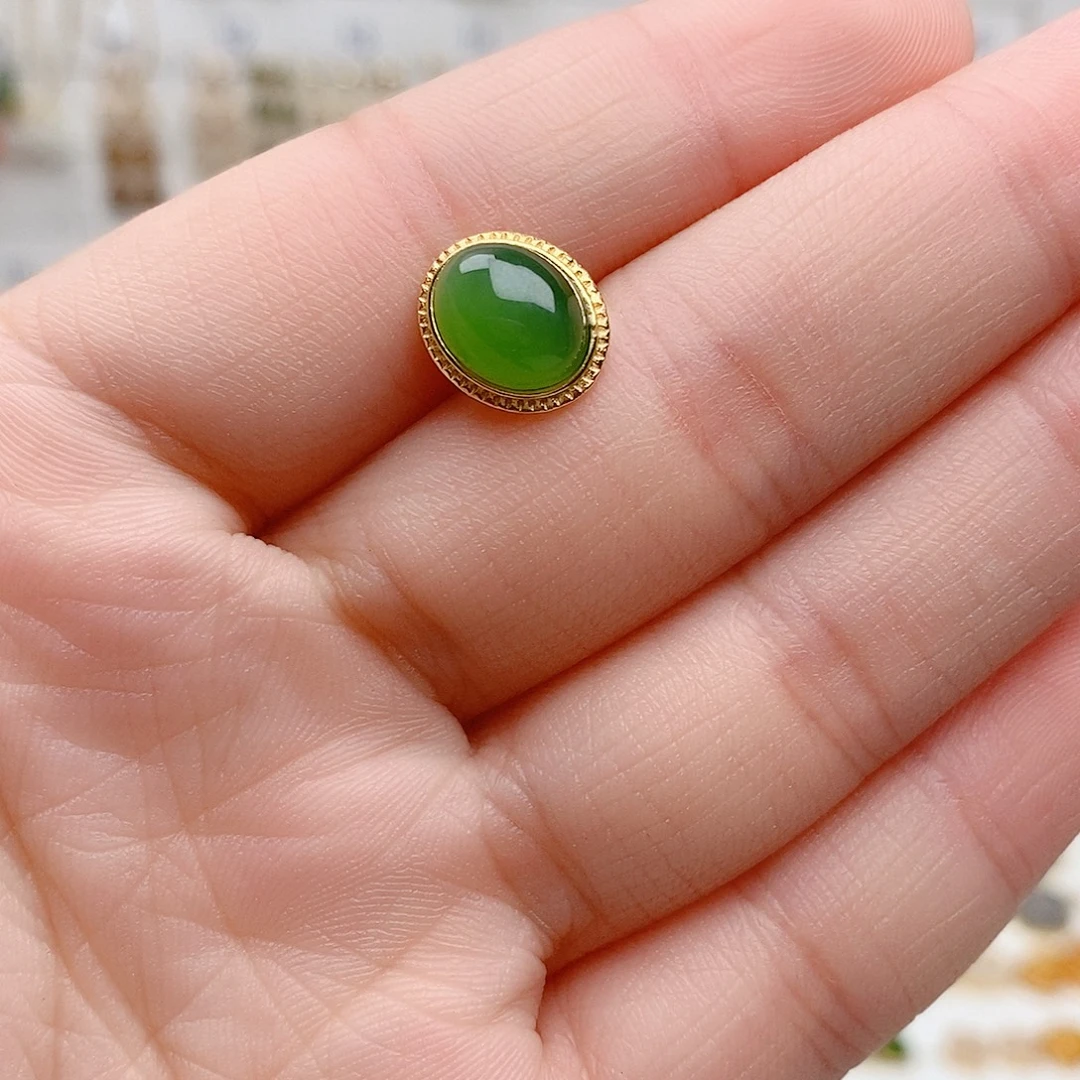 穿***空和田玉银S925镶嵌耳饰