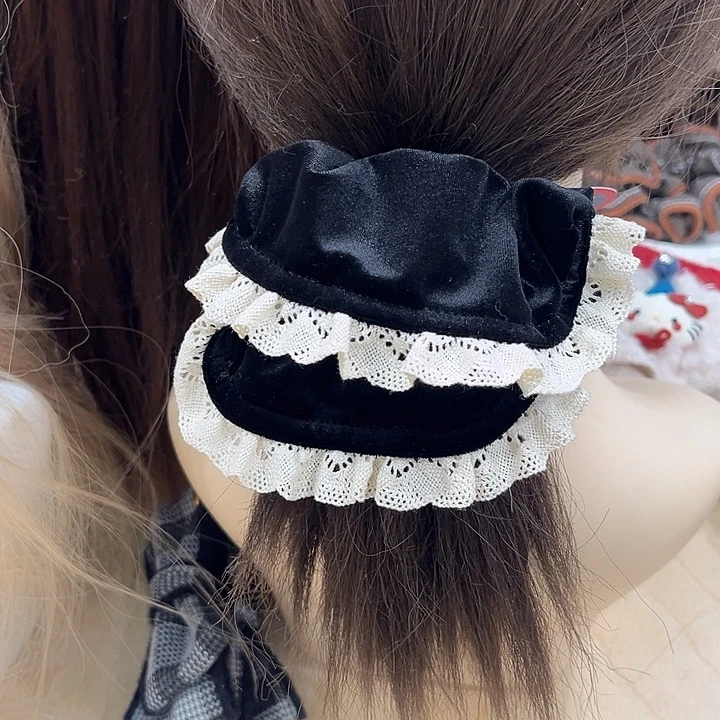 布艺铁合金黑色丝绒发圈