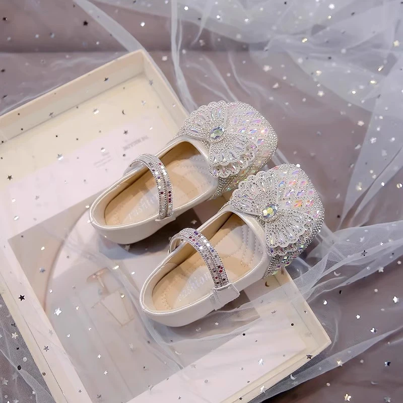 ABC女童 公主鞋春季2025新款儿童鞋子小皮鞋女孩水晶鞋女宝宝单鞋