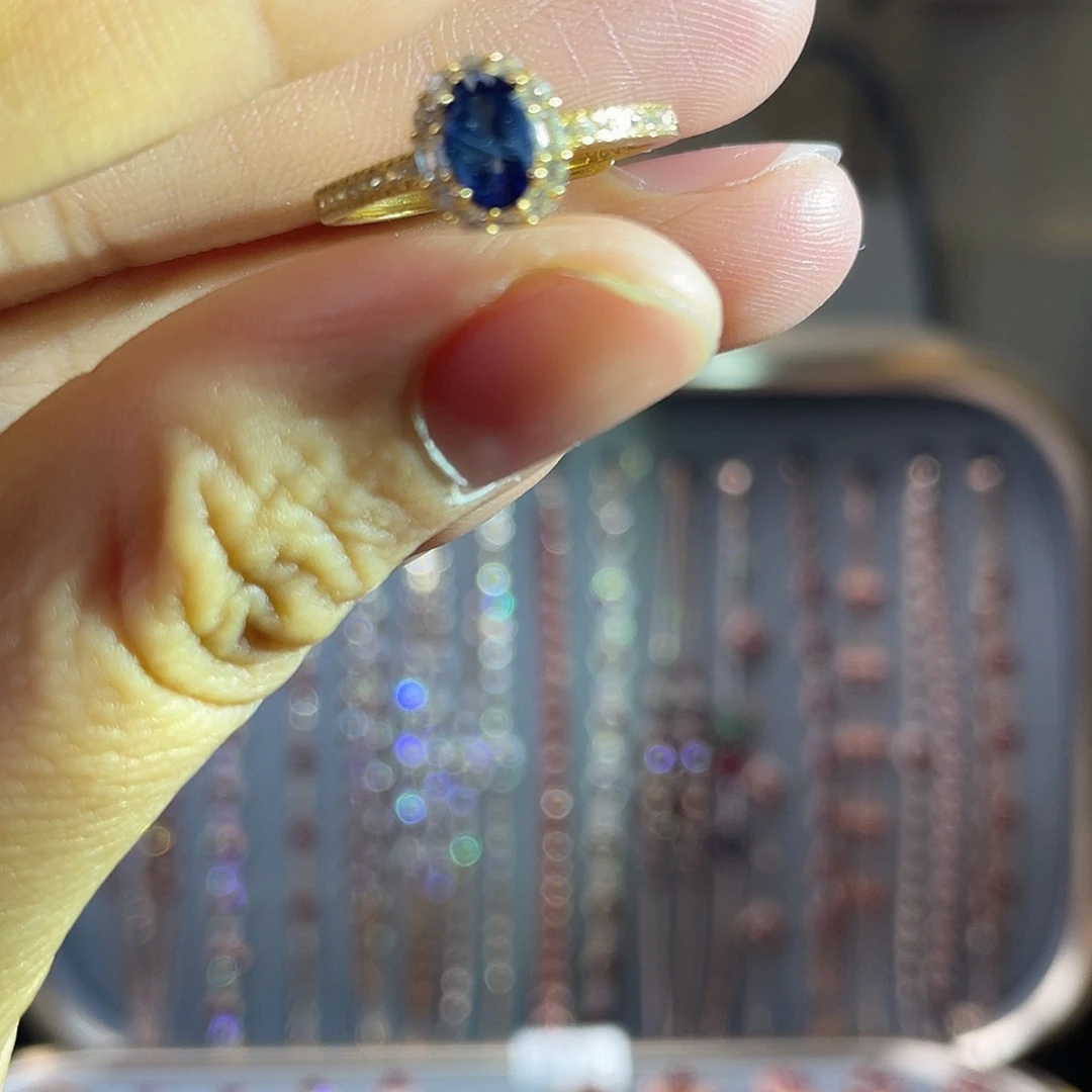 蓝宝石戒指银S925镶嵌