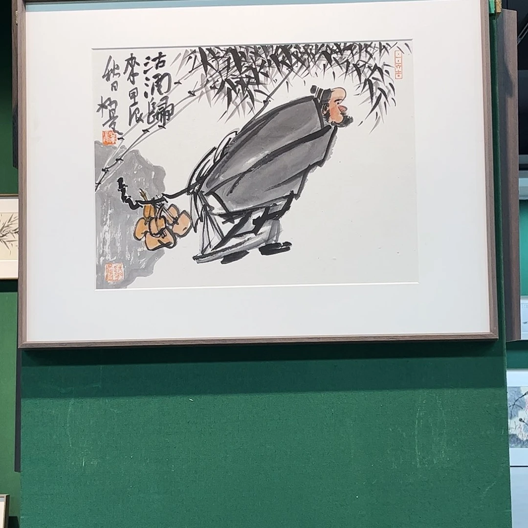 国画董亮带框精装裱