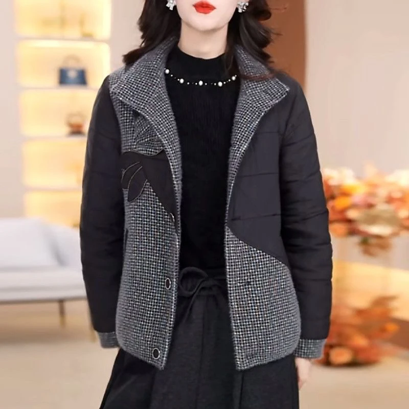 常规袖女双排扣保暖宽松型加棉加厚短外套女士秋冬显瘦上衣外套