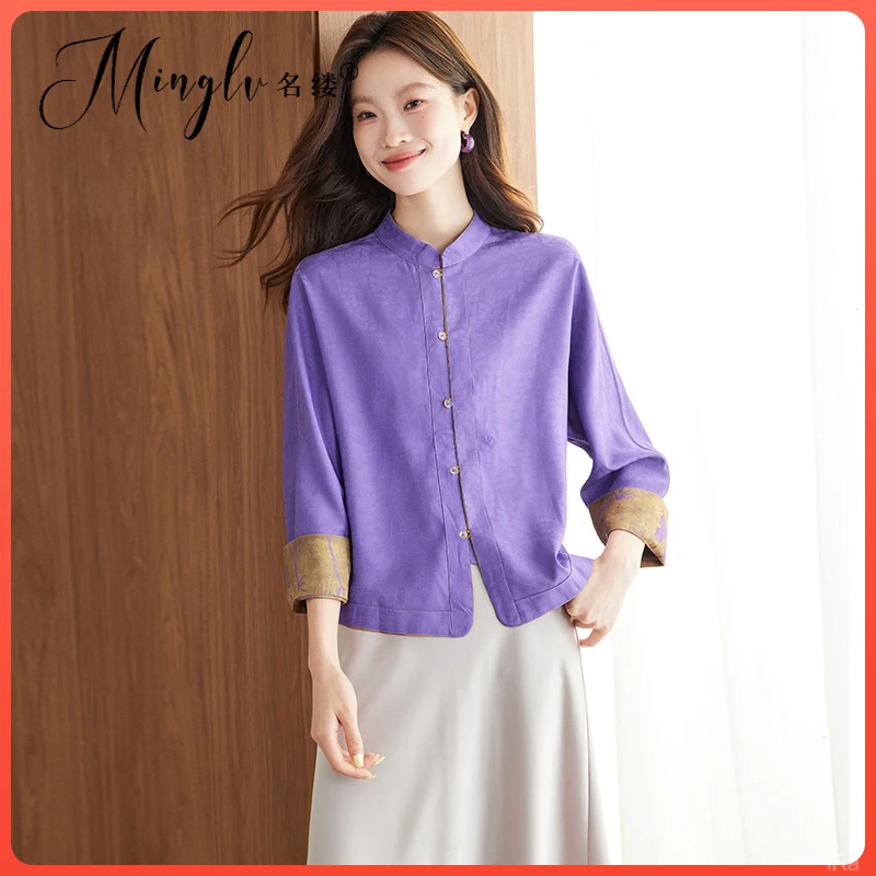 春秋气质可穿新款外套女国风早秋短款新中式2025上衣时尚气质印花