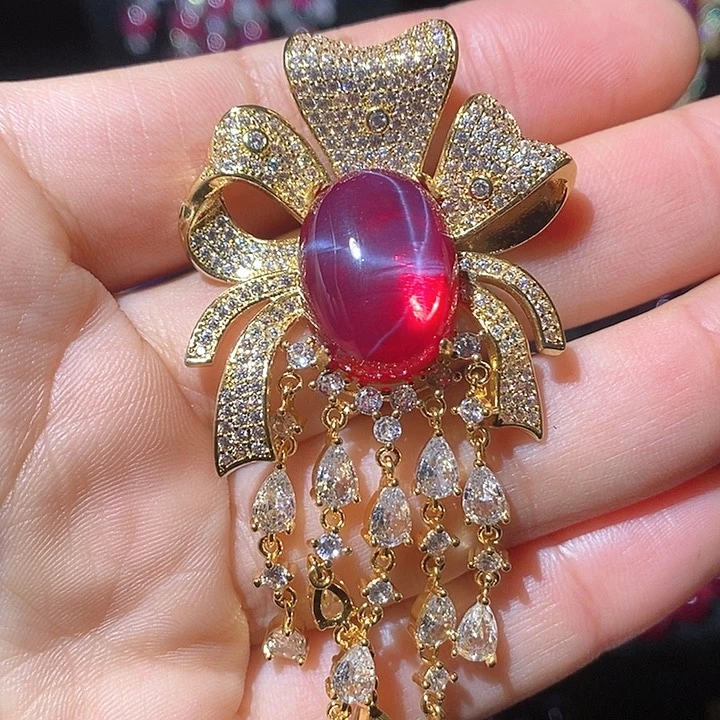 红宝石戒指银S925镶嵌