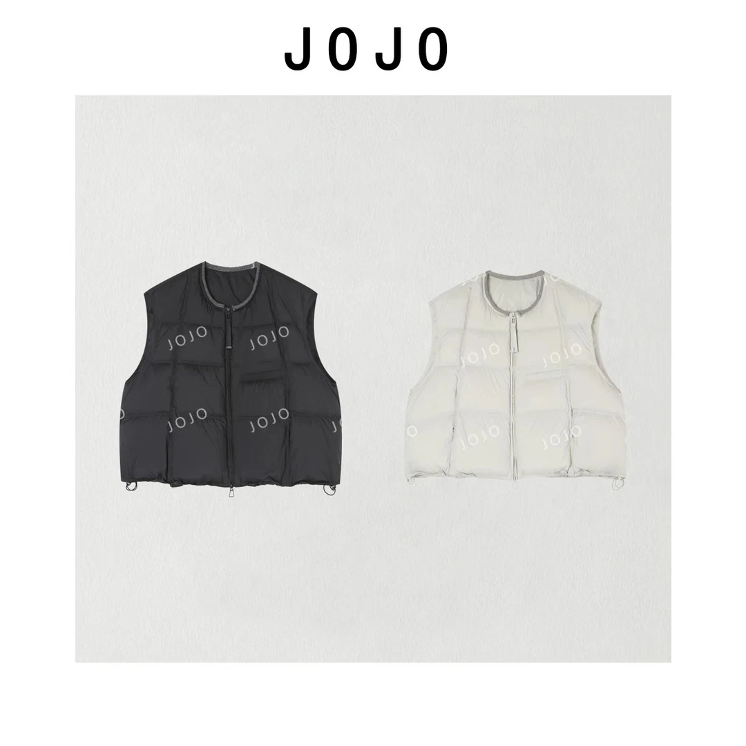 玖了个玖 2025秋冬新款双拉链羽绒马甲短裤简约无袖上衣2509C6382