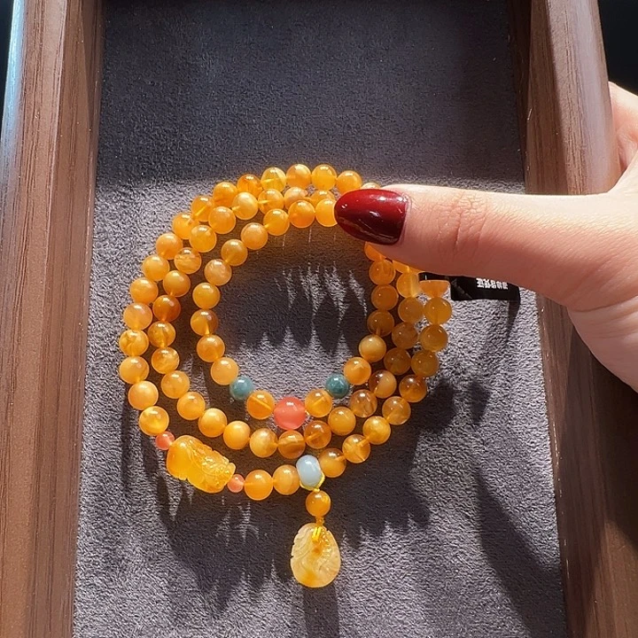 蜜蜡未镶嵌手串7.1mm蜜蜡手串