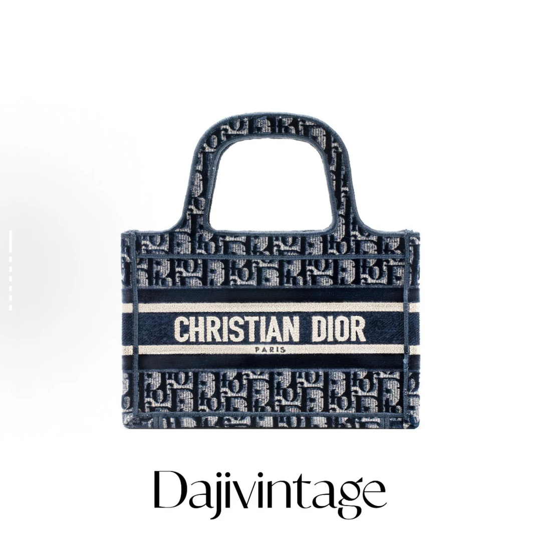 大吉中古/Dior迪奥蓝色丝绒mini托特手提包