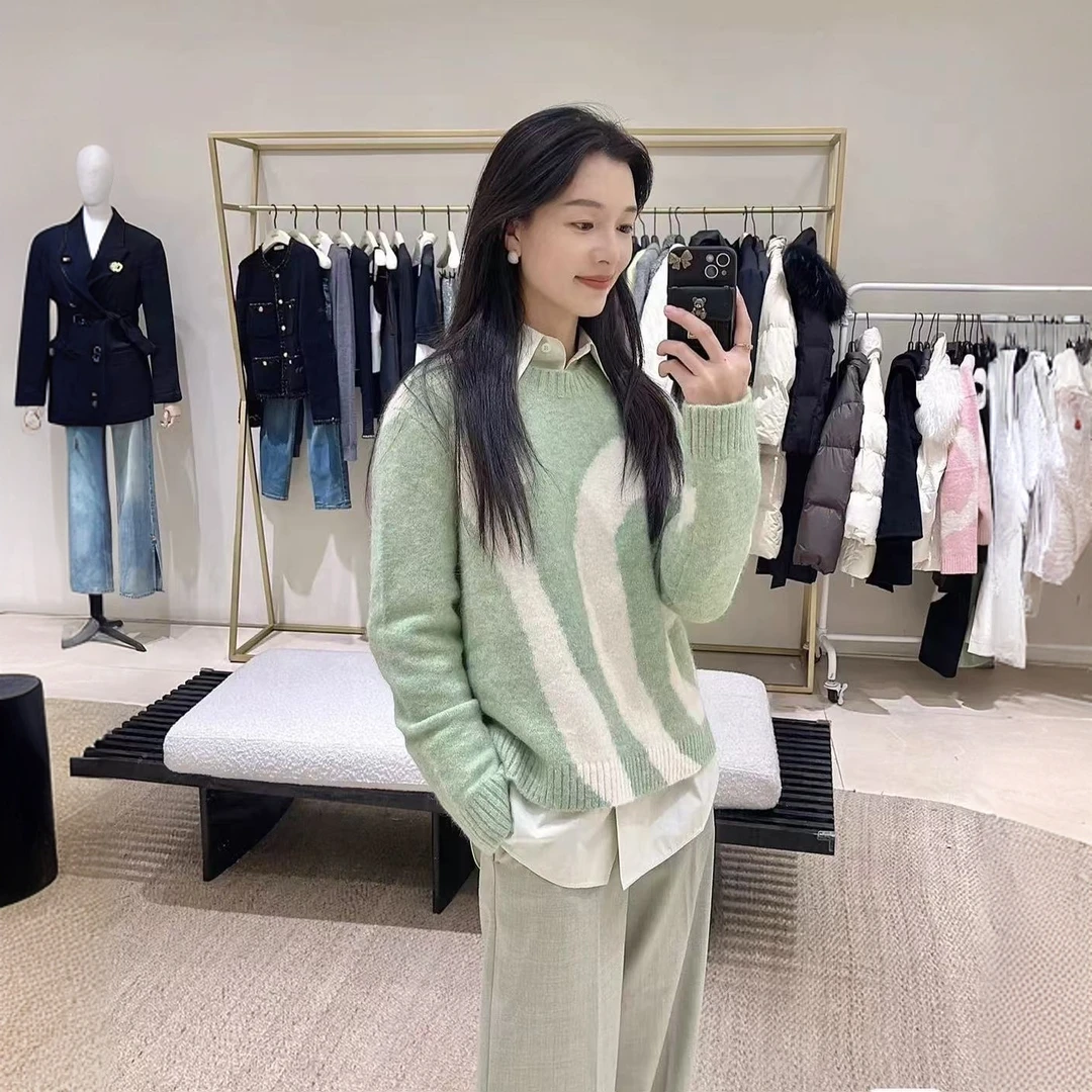 绵羊毛高定！ 大牌明星款 慵懒风宽松针织甜美打底衫毛衣女