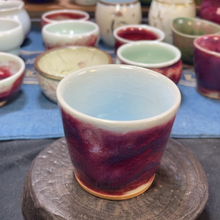 摆件钧瓷玉石釉斗笠杯
