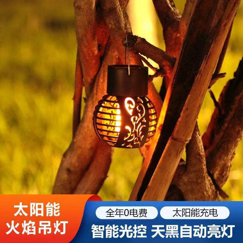 太阳能火焰灯笼火把头灯小灯笼串庭院节日装饰灯太阳能户外景观灯