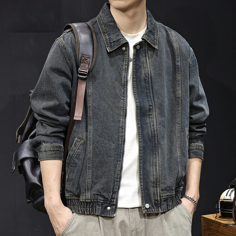 LEIGHZ/雷茨2025新款美式复古牛仔宽松休闲夹克男春秋款工装上衣