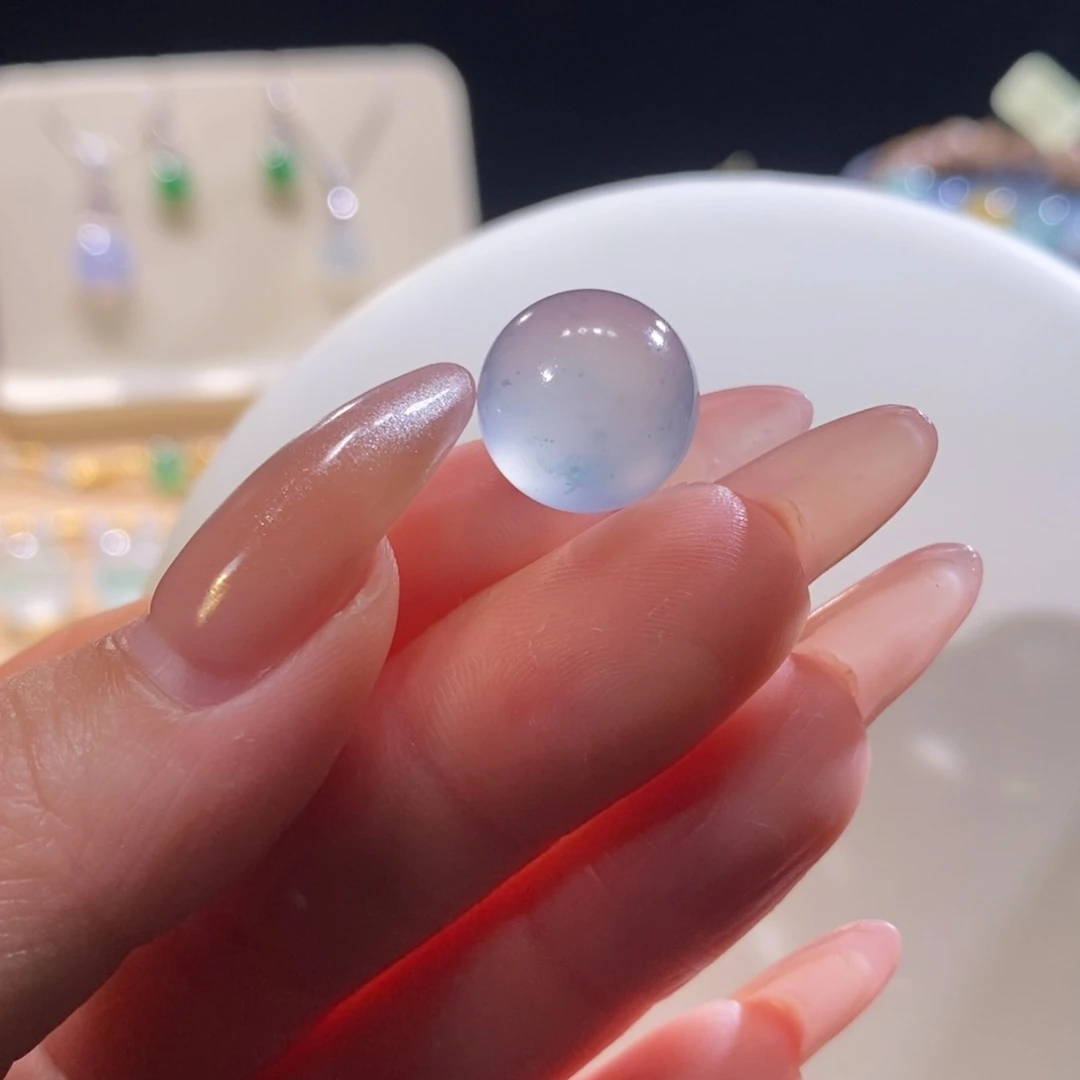 翡翠未镶嵌颈饰翡翠玻璃蓝钢珠