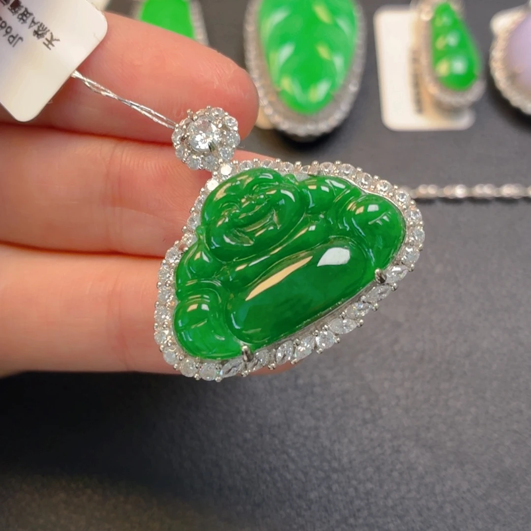 翡翠银S925镶嵌吊坠(不含链)