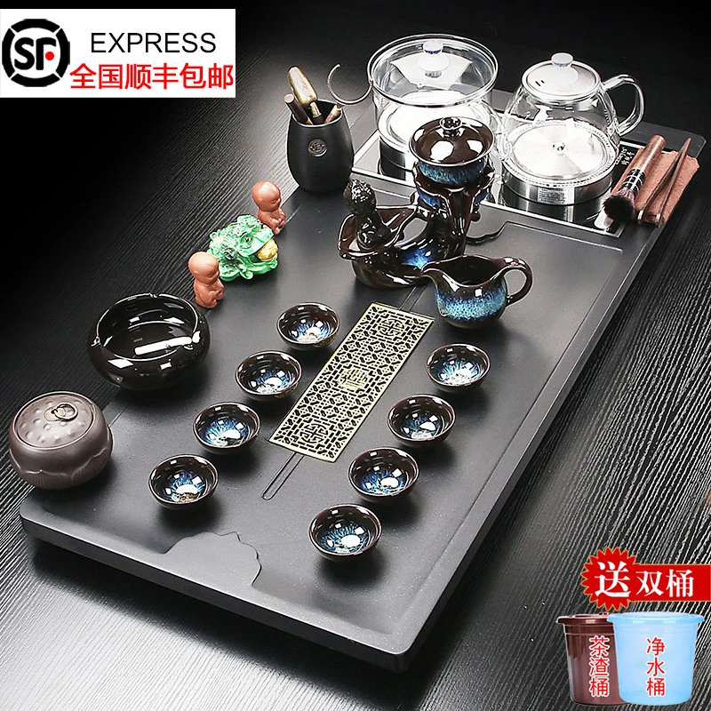 全自动便捷玻璃底部上水茶盘整套功夫茶具套装家用简约大号茶台