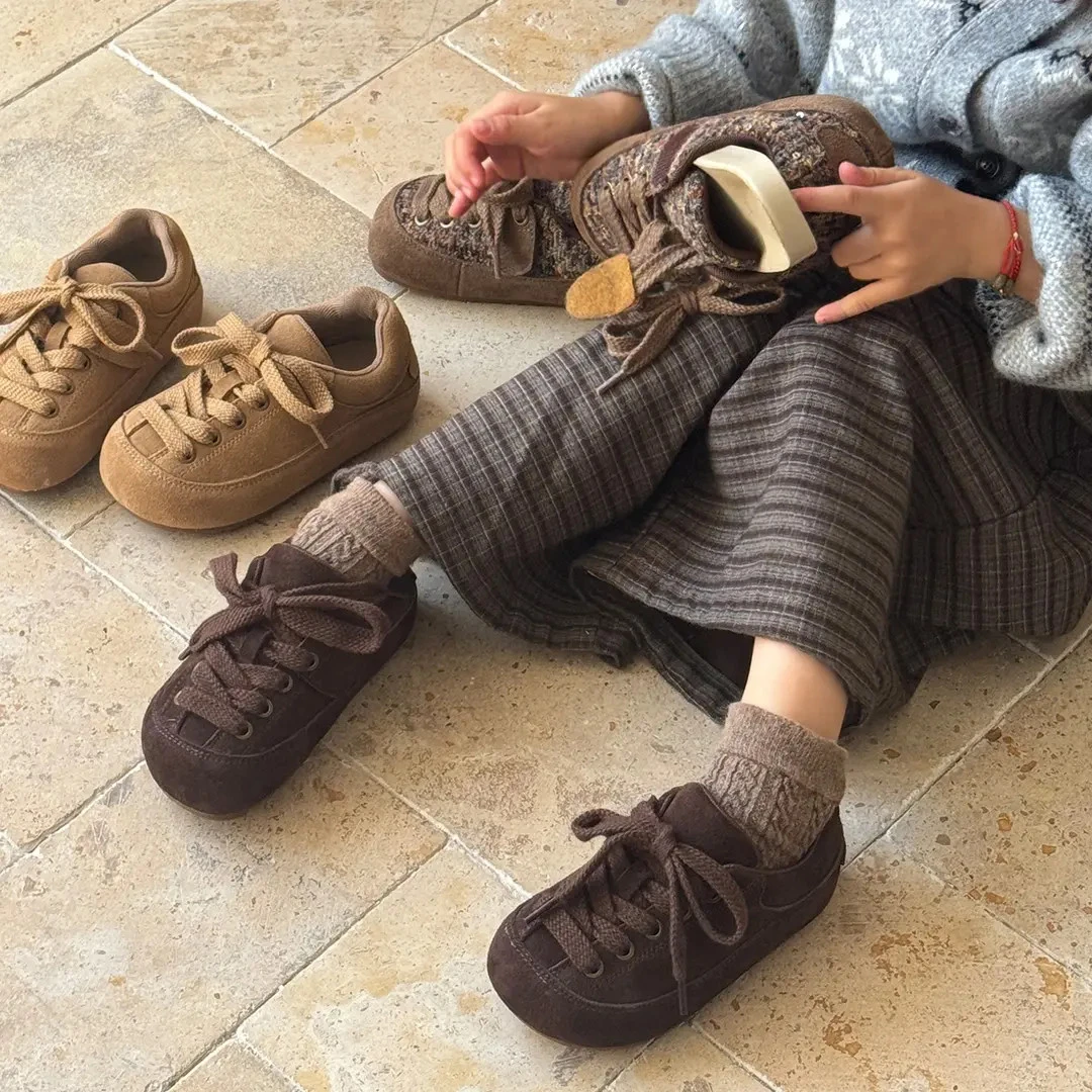 真皮儿童棉鞋2025秋冬新款男童丑萌大头面包鞋女童软底保暖鞋加绒