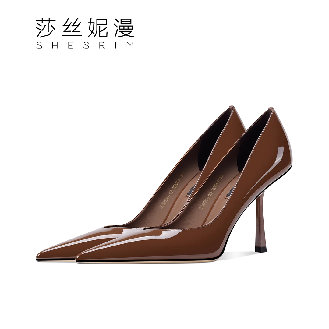【6.5cm/8.5cm】2025漆皮性感尖头细跟浅口高跟鞋气质女款跟高女士