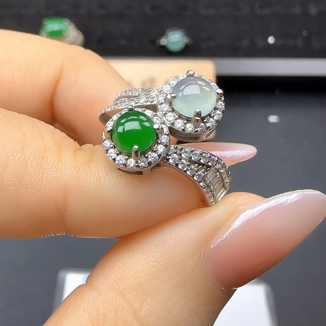 银S925镶嵌戒指翡翠