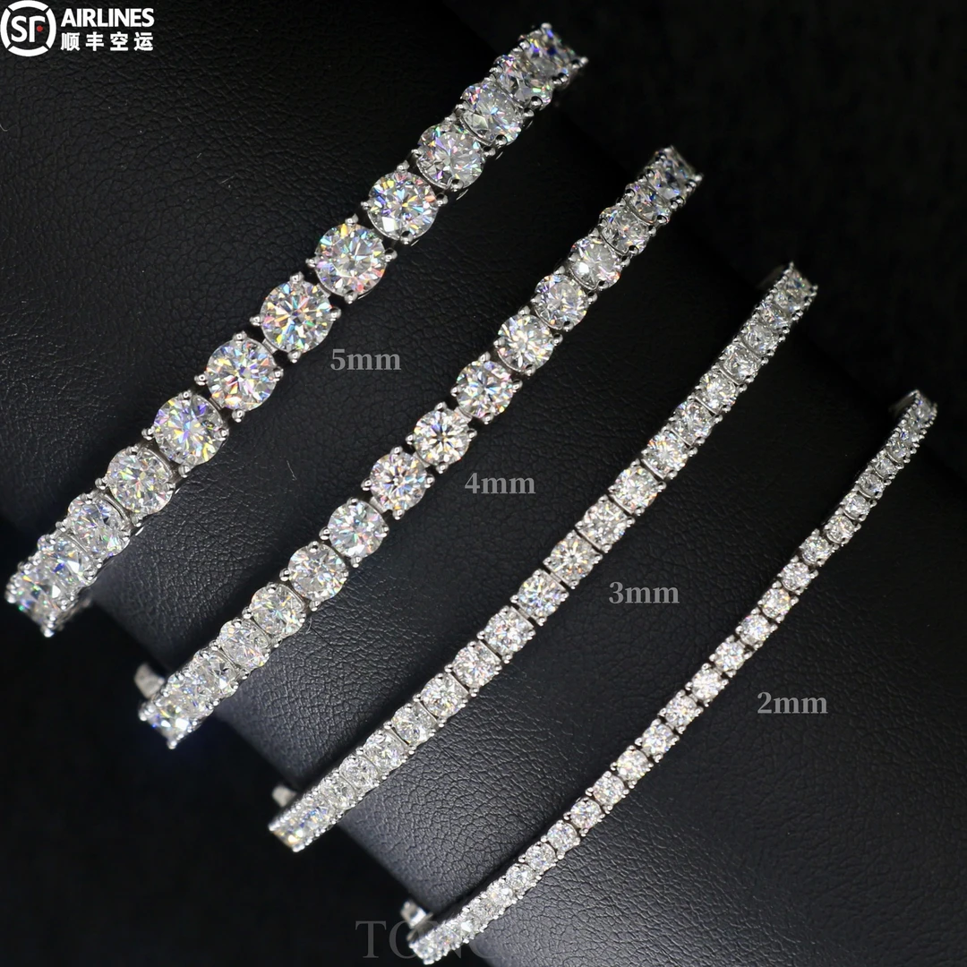 925银莫桑石手链 TONGSHOP 925银莫桑钻网球手链 项链