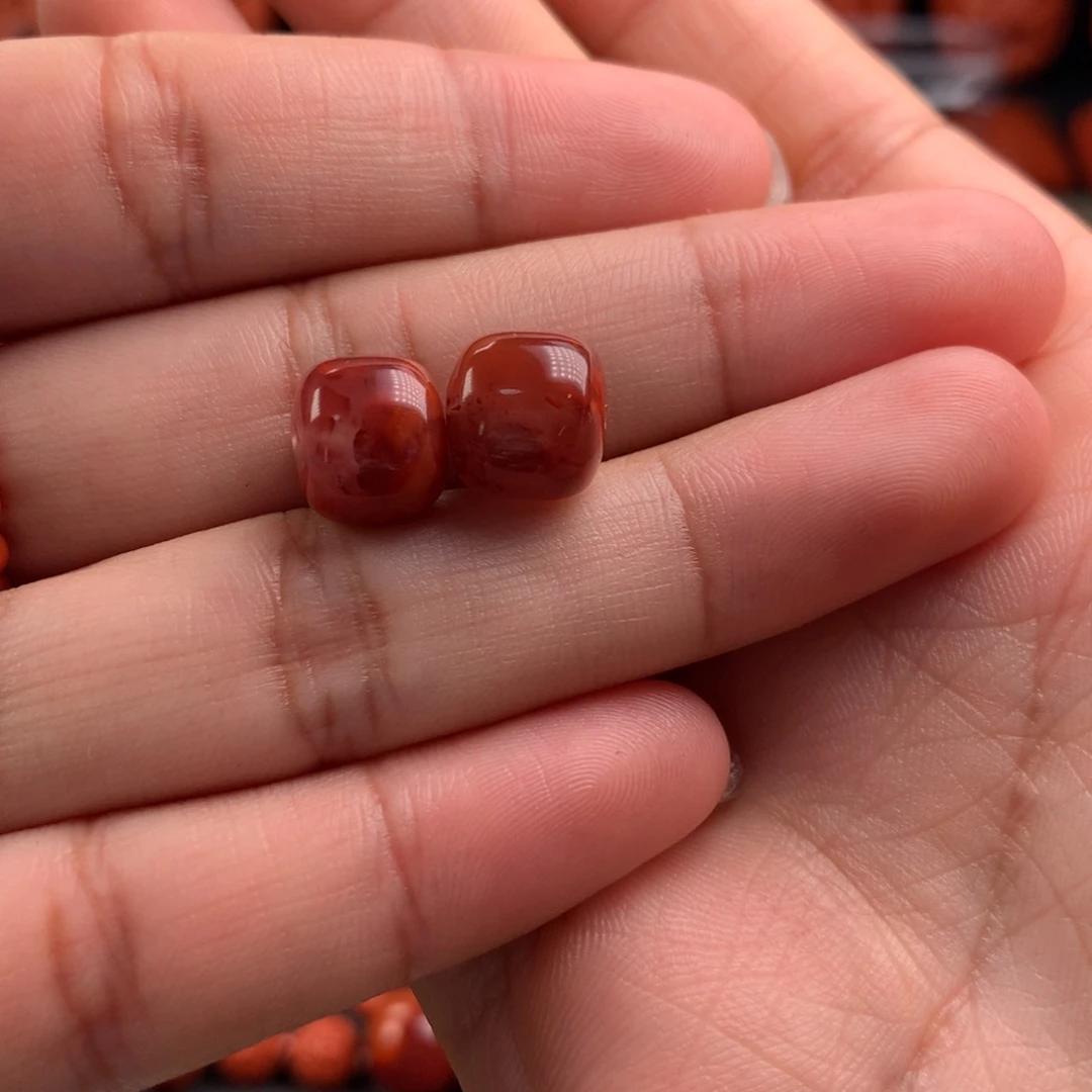 南红玛瑙牛血火焰老型对珠10+未镶嵌g*c