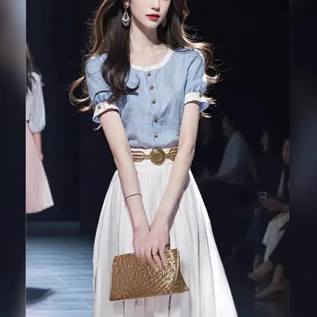 夏季套装女2025新款高级感千金风超火时尚减龄穿搭一整套连衣裙子