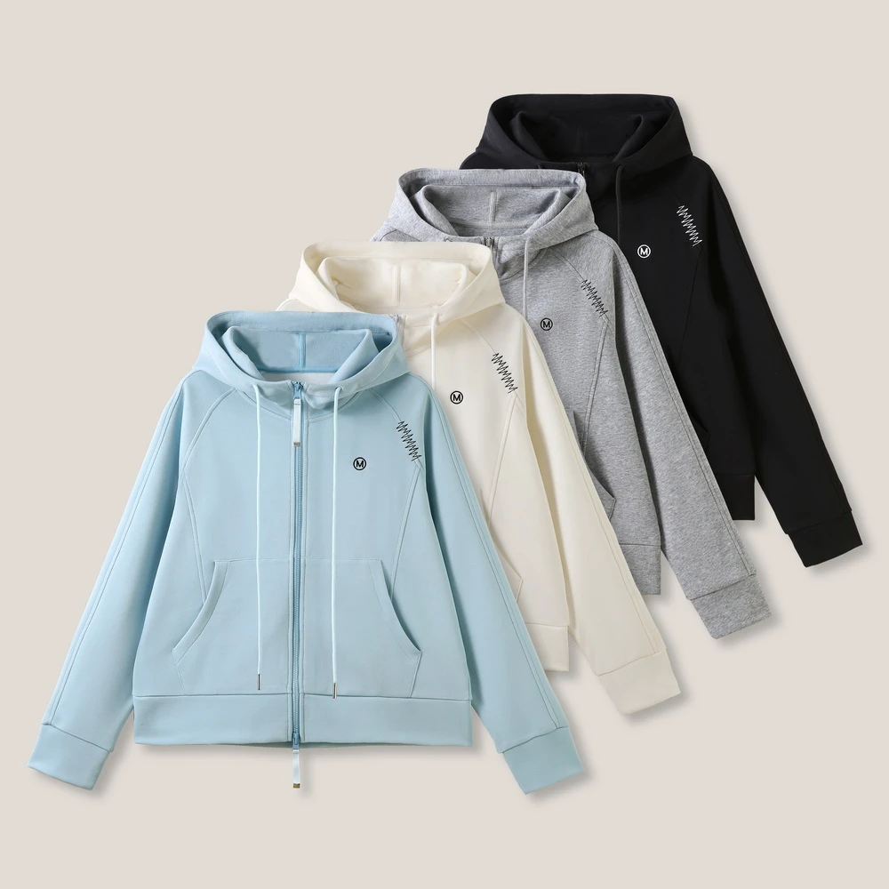 6.27 时尚气质字母刺绣连帽卫衣 百搭拉链长袖外套SS26063