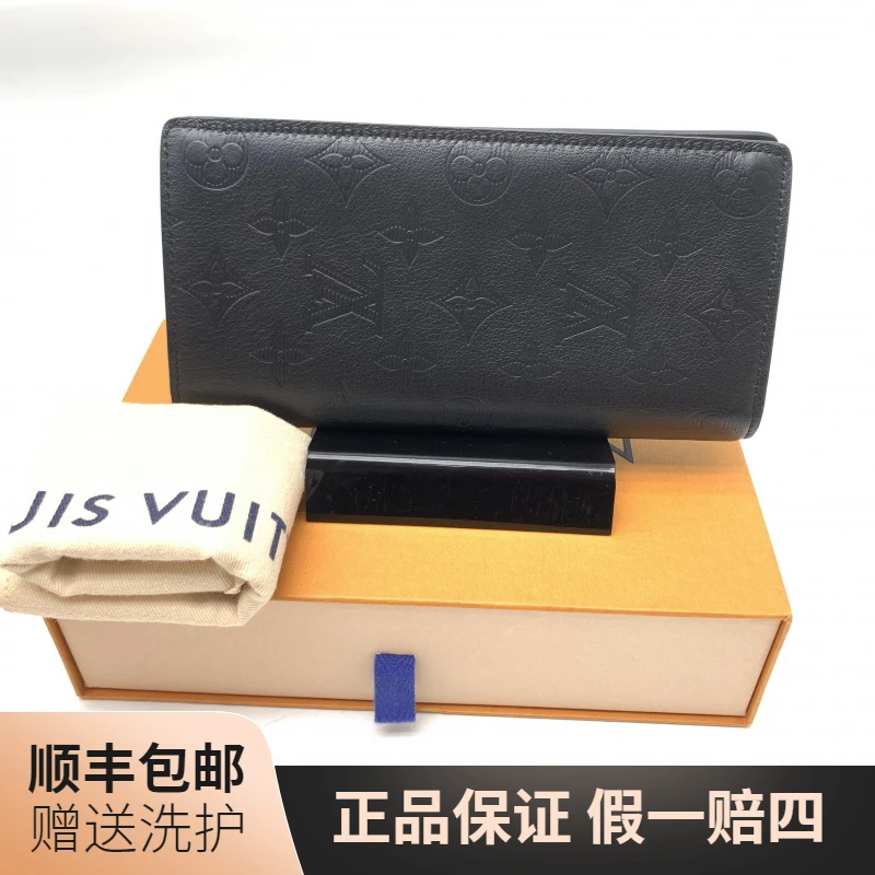99新 LouisVuitton/路易威登 LV黑老花压印长款开口钱包/10019797