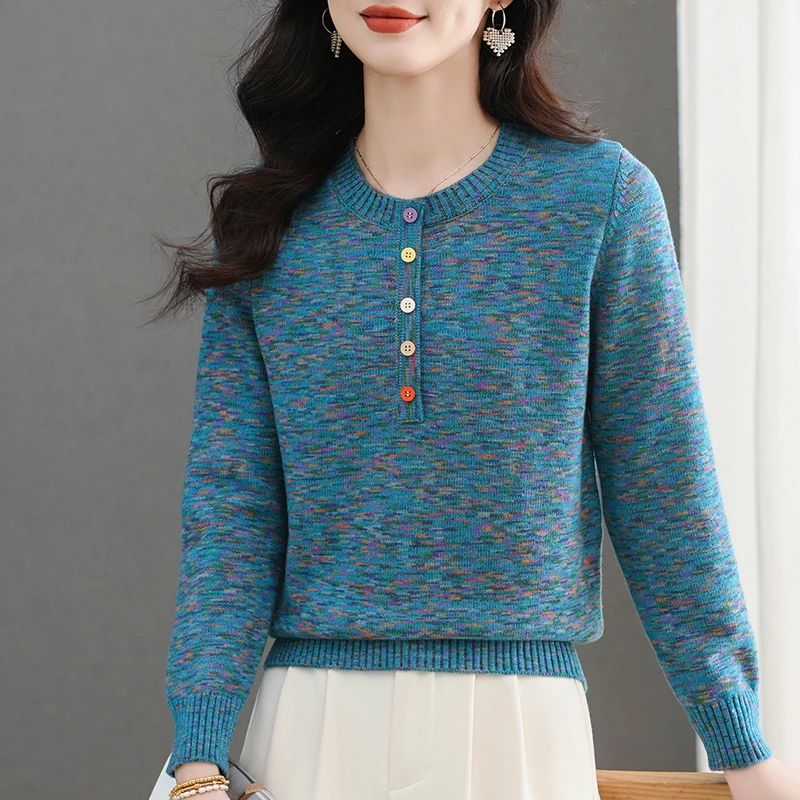 MUYANG/沐羊新品长袖针织衫女气质上衣洋气打底时尚内搭外穿百搭